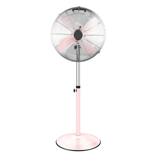 EPOWP Oscillating 16 in. 3 fan speeds Standing Pedistal Fan in Pink with High Velocity, Adjustable Height, Low Noise