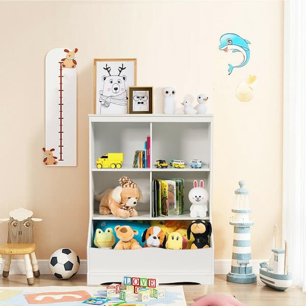 Dropship Kids Funnel White Bookcase Book Shelf Storage Unit With