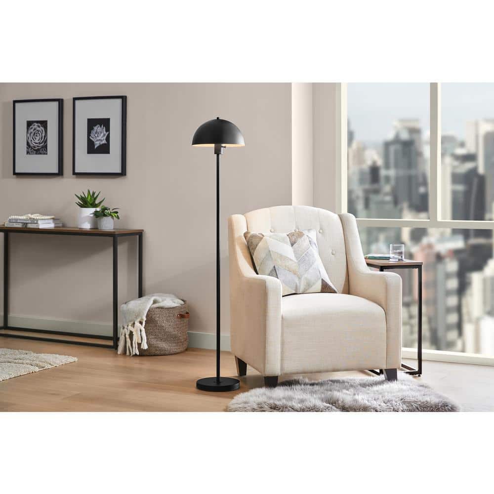 Corbin 56 in. Black 1-Light Standard Floor Lamp with Metal Dome Shade price history on PriceWatchPro
