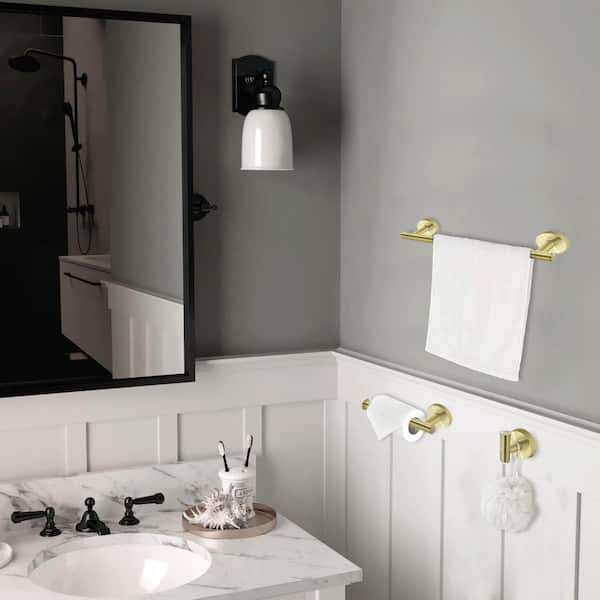 Bathroom Hardware Set Brushed Gold Towel Bar Towel Ring Toilet Paper Holder 3PCS 