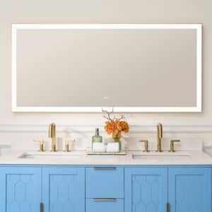 60 in. W x 28 in. H Rectangular Framed Wall LED Light Bathroom Vanity Mirror in Gold,Dimmable Anti-Fog,Easy Installation