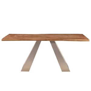 Live Edge 71 in. Rectangle Industrial Brown / Chestnut Iron Wooden Dining Table (Seats 6)