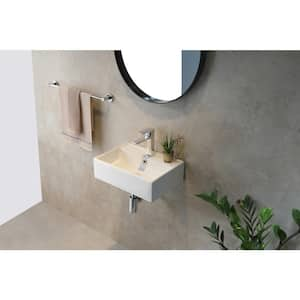 Rectangular Wall-Mount Install or On Countertop Bathroom Sink 17.72 in. with Single Faucet Hole in White