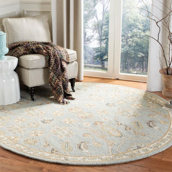 Blossom Slate/Beige 6 ft. x 6 ft. Round Floral Area Rug