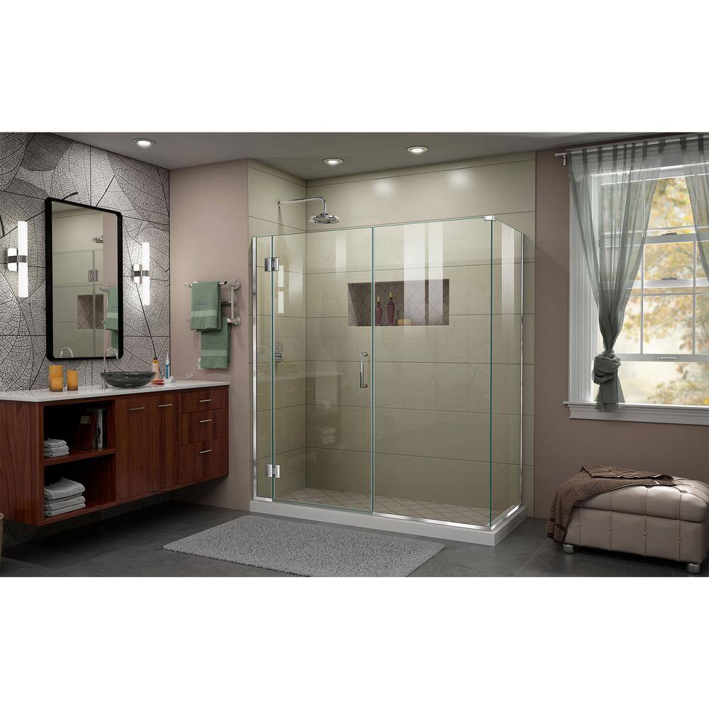 Clear Glass Frameless Hinged Shower Enclosure with Black Hardware