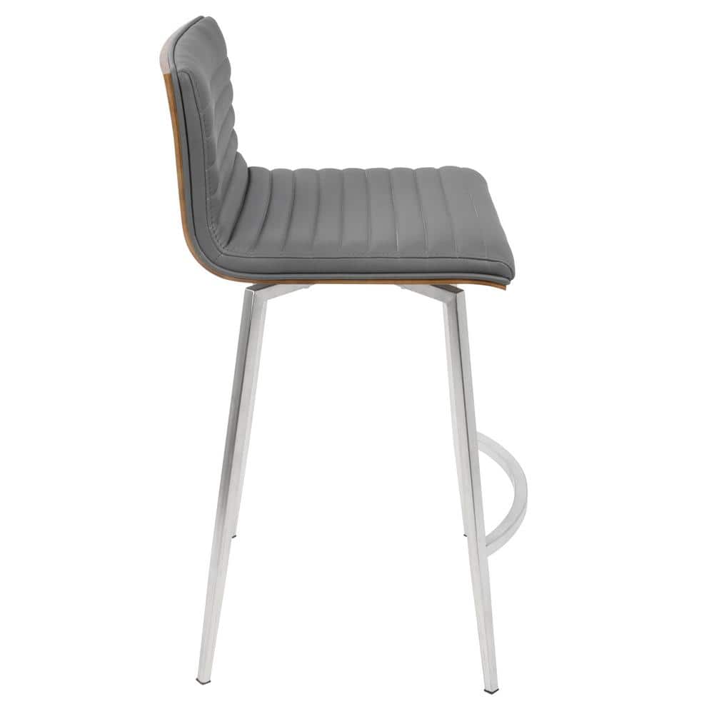 Mason 34" Gray Faux Leather Swivel Counter Stool Set