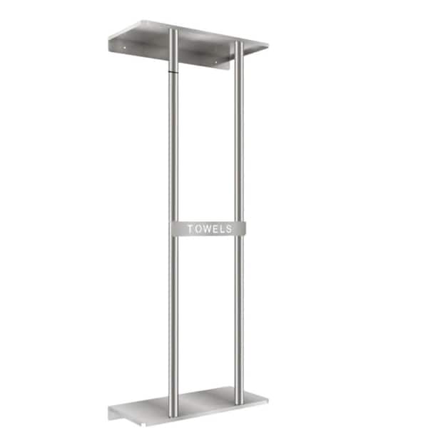 Aoibox Modern 30 in. Wall Mounted Towel Rack for 6-Large Rolled Towels with Shelf, Super Big Capacity Towel Storage in Silver