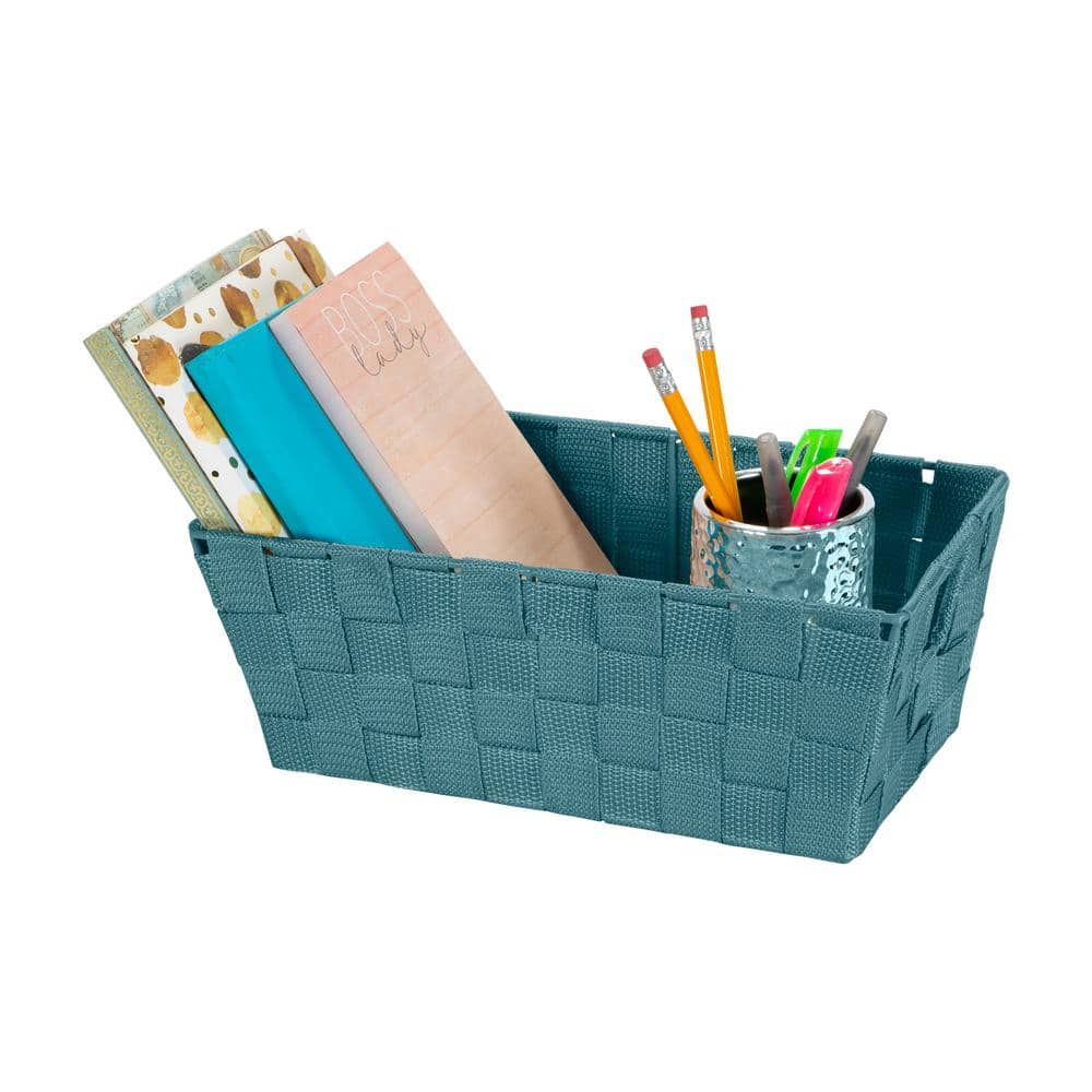 Sapphire Woven Polypropylene Lidded Storage Box with Epoxy Wire Frame