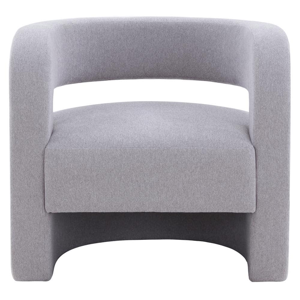 Anissa Light Grey Velvet Barrel Accent Chair with Wood Base