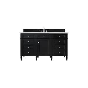 Brittany 60.0 in. W x 23.5 in. D x 34 in. H Bathroom Vanity in Black Onyx with Ethereal Noctis Quartz Top