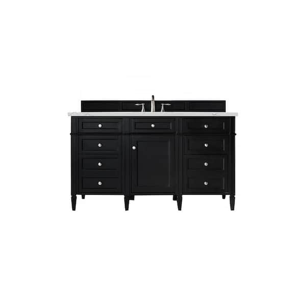 James Martin Vanities Brittany 60.0 in. W x 23.5 in. D x 34 in. H Bathroom Vanity in Black Onyx with Ethereal Noctis Quartz Top