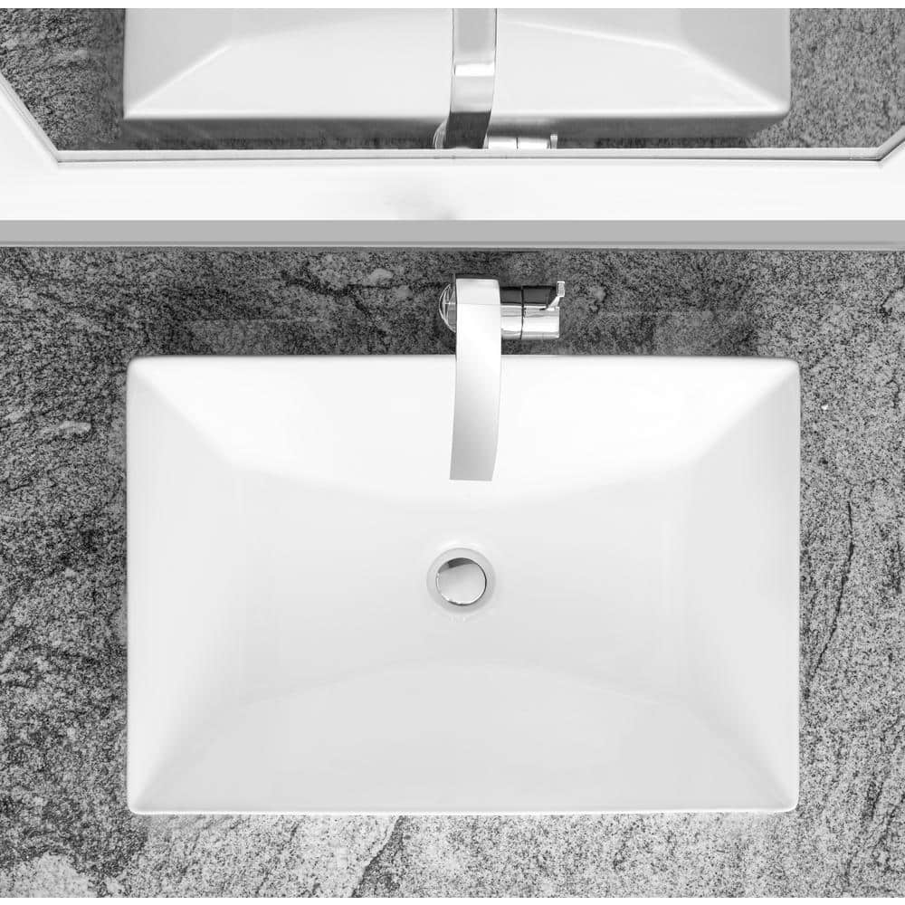 Glacier Bay 22 in. Semi-Recessed Rectangular Vessel Bathroom Sink in White