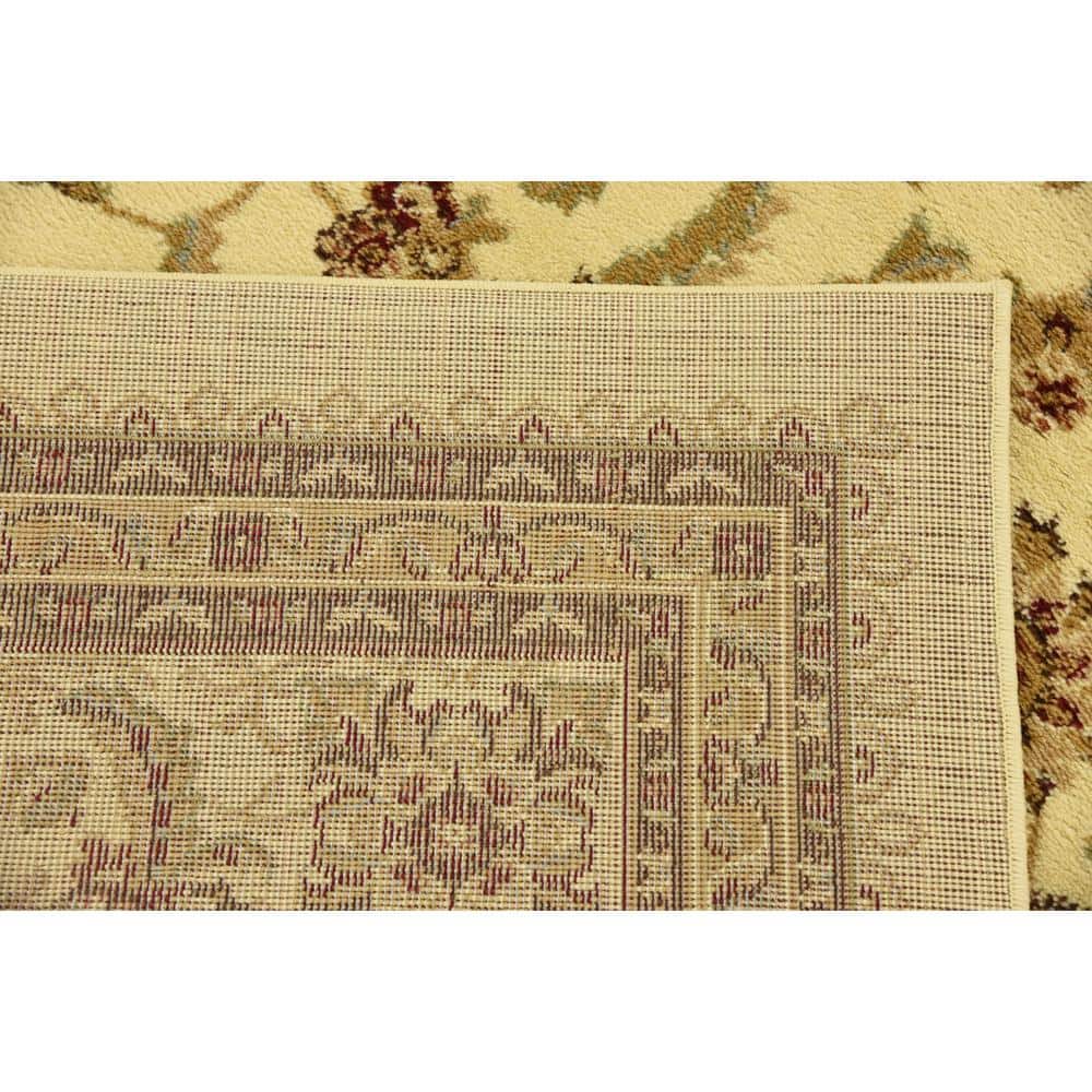 Elegant Ivory 7' x 10' Stain-Resistant Synthetic Area Rug