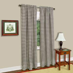 Buffalo Check 42 in. W x 95 in. L Polyester/Cotton Light Filtering Window Panel in Taupe