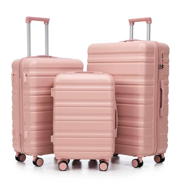 Tatahance 3-Piece Light Pink ABS Hardside Spinner Luggage Set with TSA Combination Lock (20 in. /24 in. /28 in. )