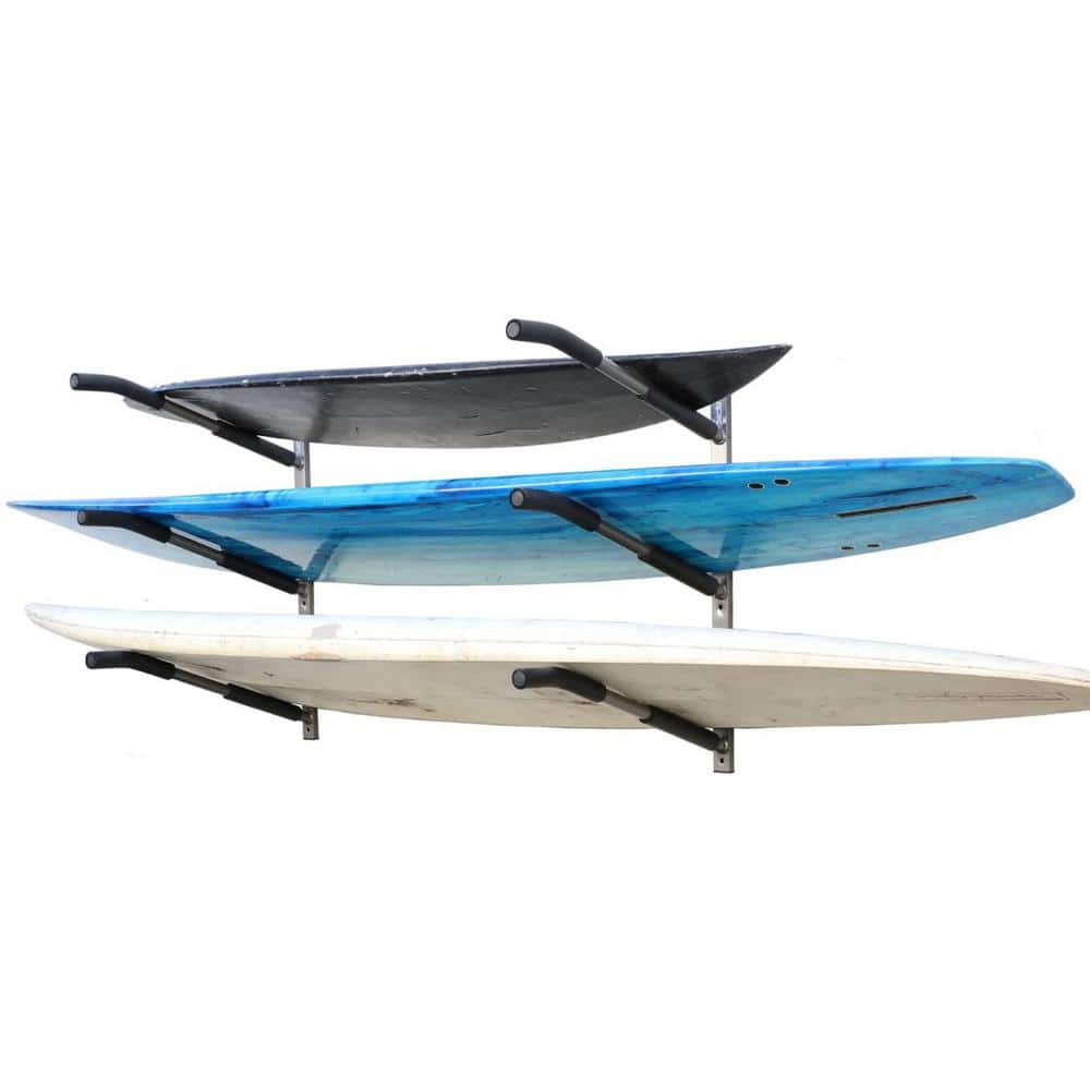 Black Metal Wall Mounted Adjustable Triple Kayak Rack