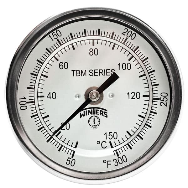 Winters Instruments TBM Series 2 in. Dial Thermometer with Fixed Center Back Connection and 2.5 in. Stem with Range of 50-300 Degrees F/C