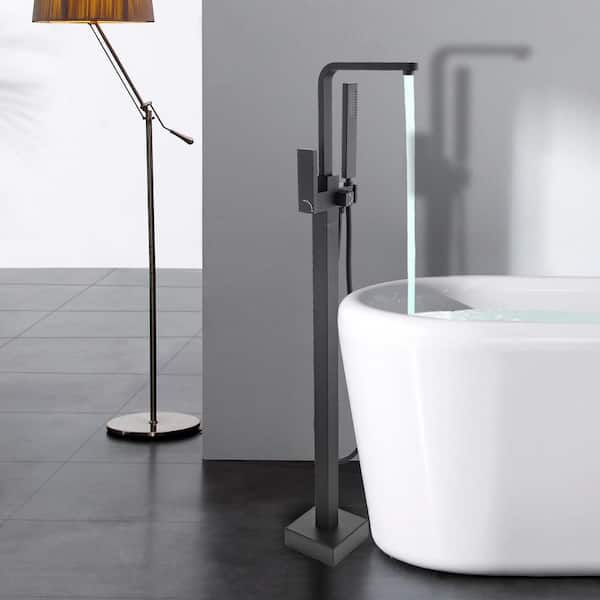 Single-Handle Freestanding Tub Faucet with Hand Shower in Matte Black