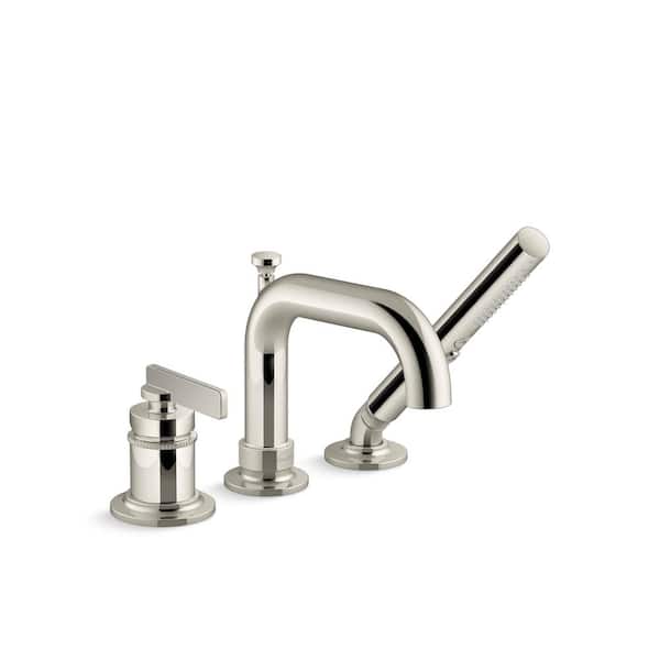 KOHLER Castia By Studio McGee Single Handle Deck-Mount Bath Faucet with Handshower in Vibrant Polished Nickel