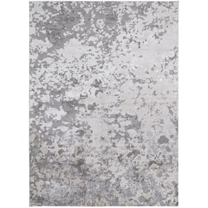 8 x 11 Silver and Gray Abstract Area Rug