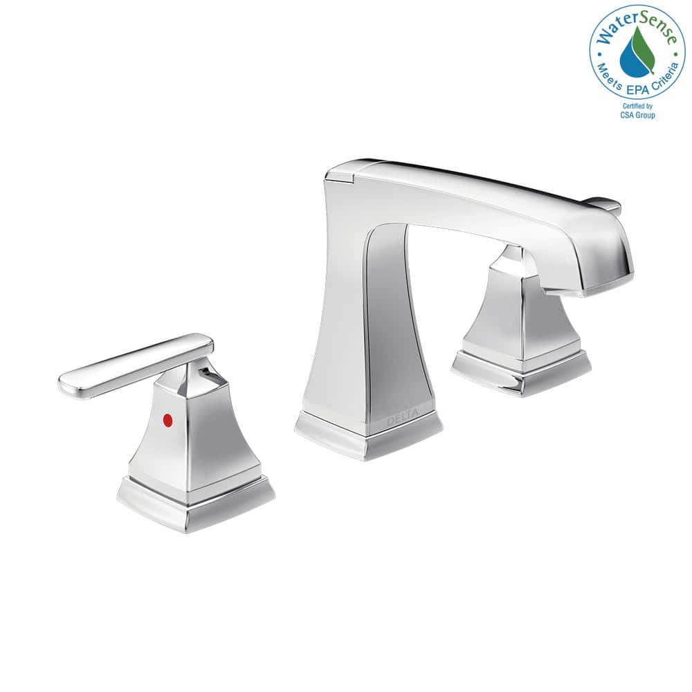 Chrome Modern Widespread Bathroom Faucet with Drain Assembly