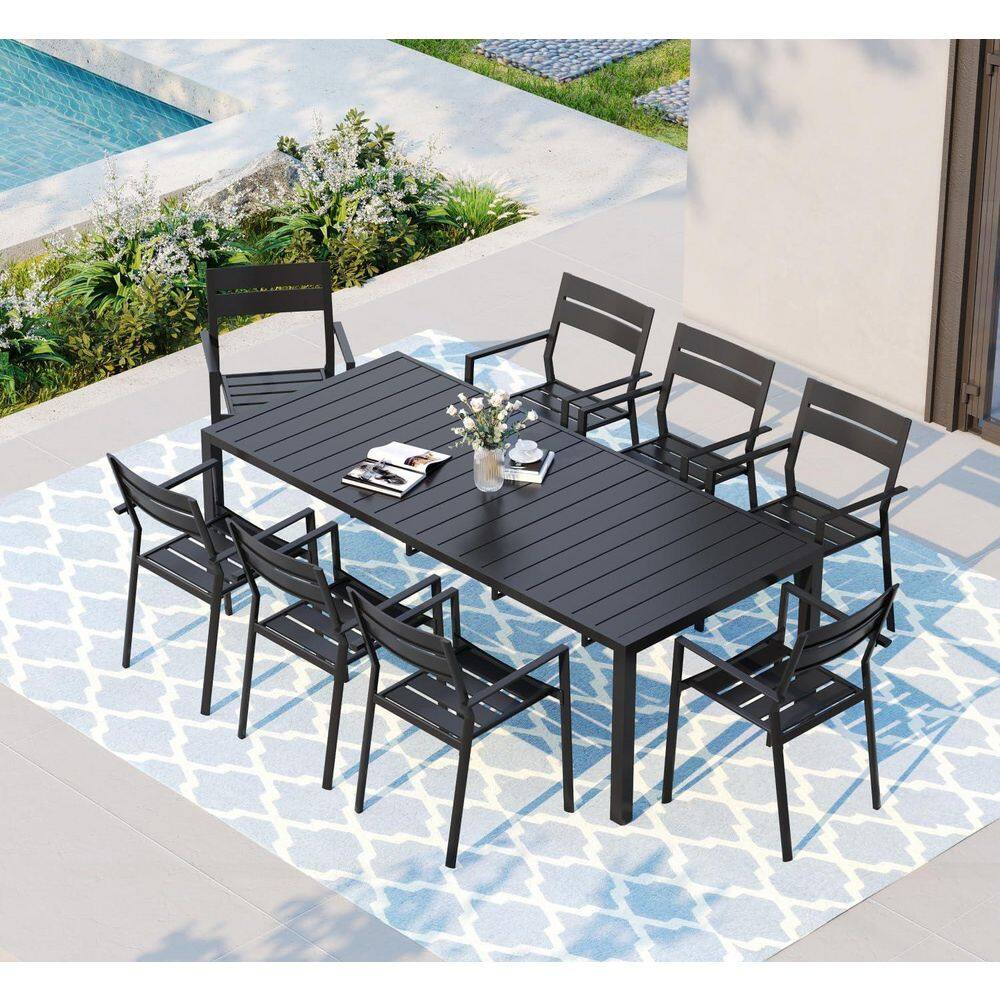 Set of 4 Black Stackable Metal Patio Dining Chairs, Outdoor Chairs for Backyard, and Poolside price history on PriceWatchPro