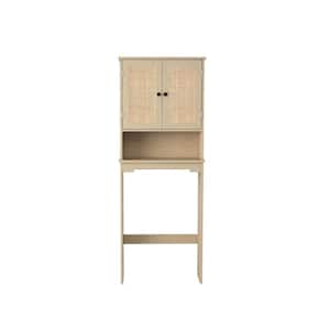 24.4in. W x 9.05in. D x 64.96 in. H Ready to Assemble MDF Bathroom Cabinet in Wood Grain with Adjustable Shelf