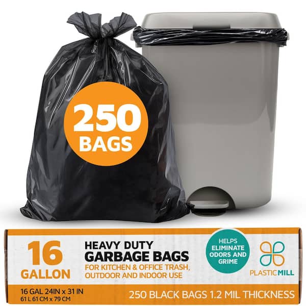 24 in. W x 31 in. H 13 Gal. 1.2 mil Black Trash Bags (250- Count)