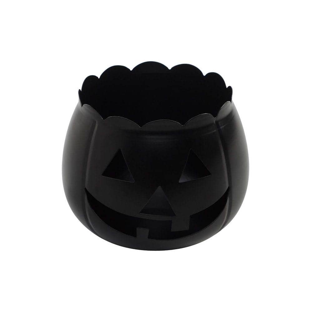 VHC BRANDS 6.25 in. Black Jack-O-Lantern Halloween Candle Holder