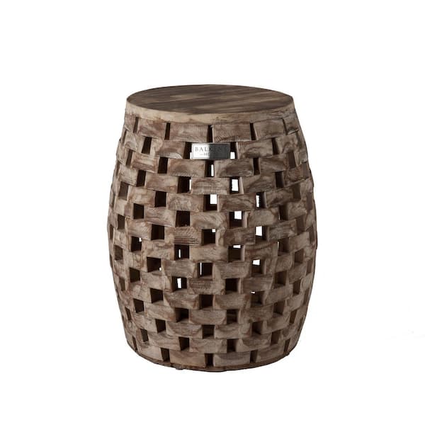 BALKENE HOME Maya Oval Wood Outdoor Garden Stool