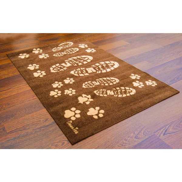 Doortex Brown 24 in. x 39 in. Boots Design Rectangular Indoor Wash Room Mat