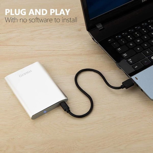 EKIEUDL - 750GB Portable External Hard Drive, USB3. 1 Gen 1 Type C Ultra Slim 2.5'' HDD Storage, 10Gbps Transfer Speed, Silver