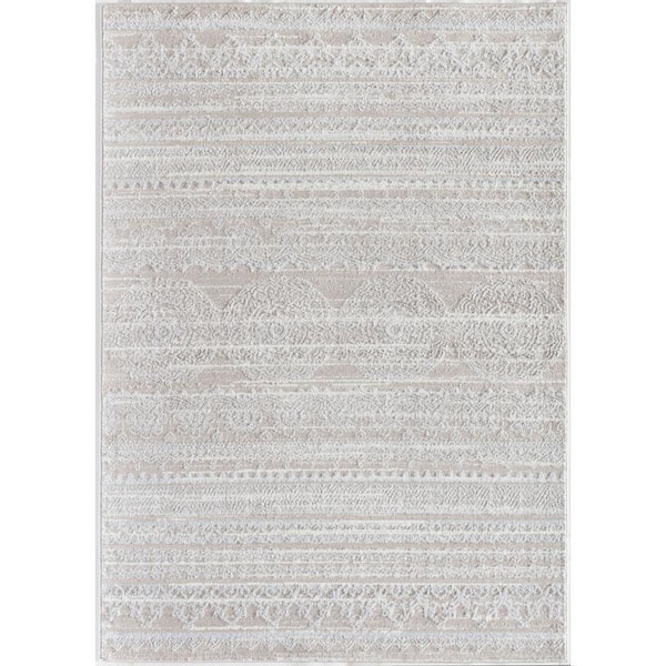 Lennox Misty Cream Beige 2 ft. x 8 ft. Area Rug
