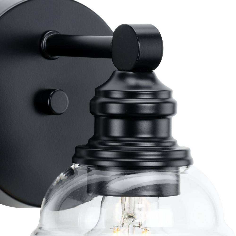 Matte Black Clear Glass Farmhouse Bath Vanity Light