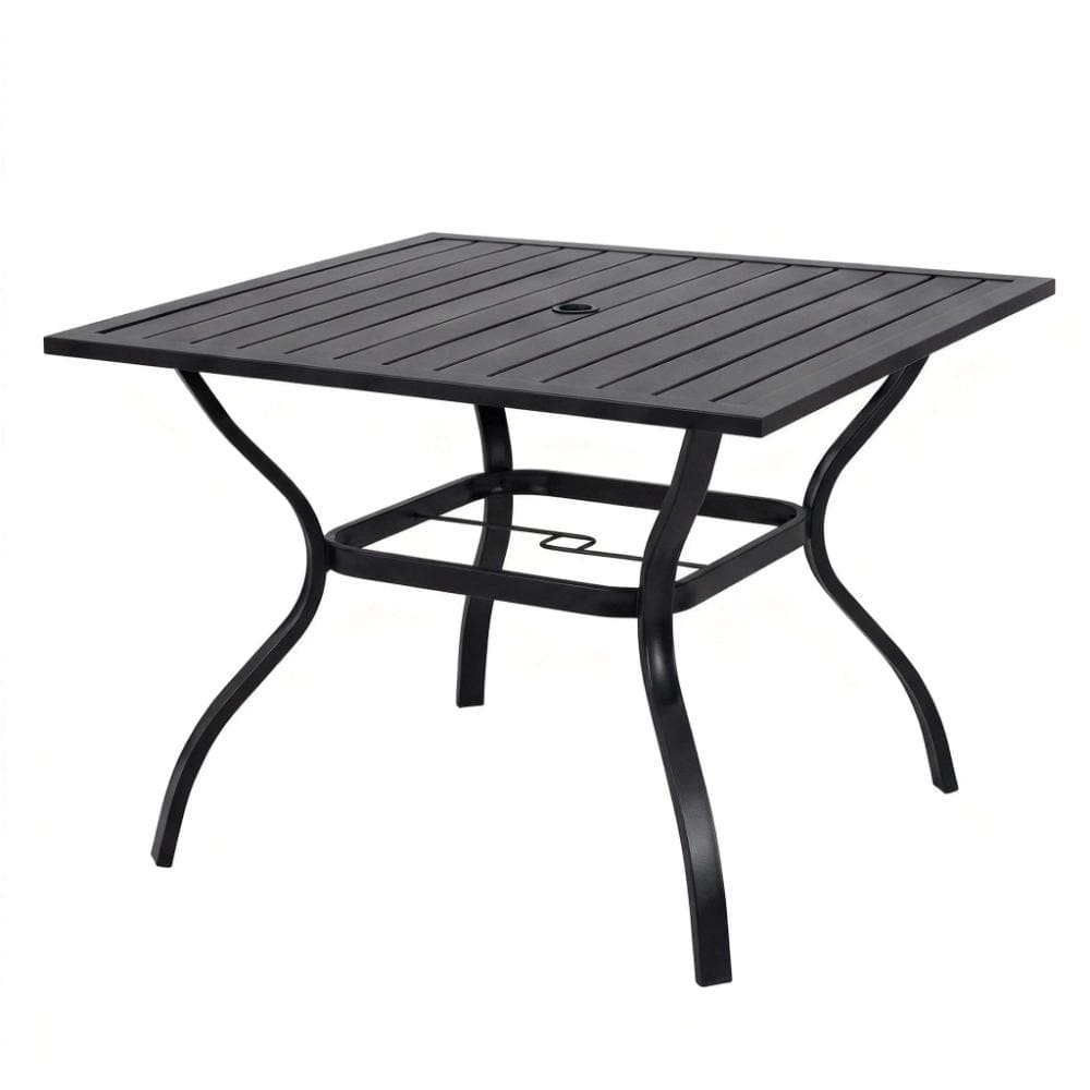 "37.01"" Square Metal Steel Slat Patio Dining Table, Outdoor Bistro Table for Backyard Garden Patio" price history on PriceWatchPro