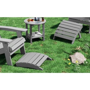 Grey Plastic Outdoor Folding Adirondack Ottoman (Set of 2)