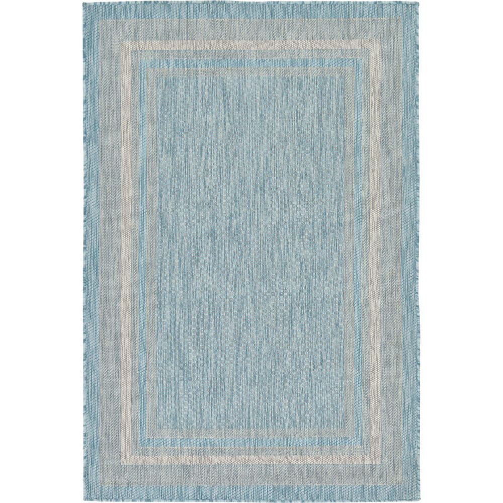Aquamarine Elegance 4' x 6' Flat Woven Outdoor Rug