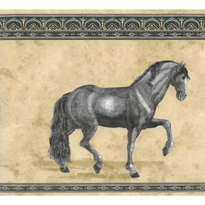 Falkirk Brin Horses Beige, Black Wallpaper Border
