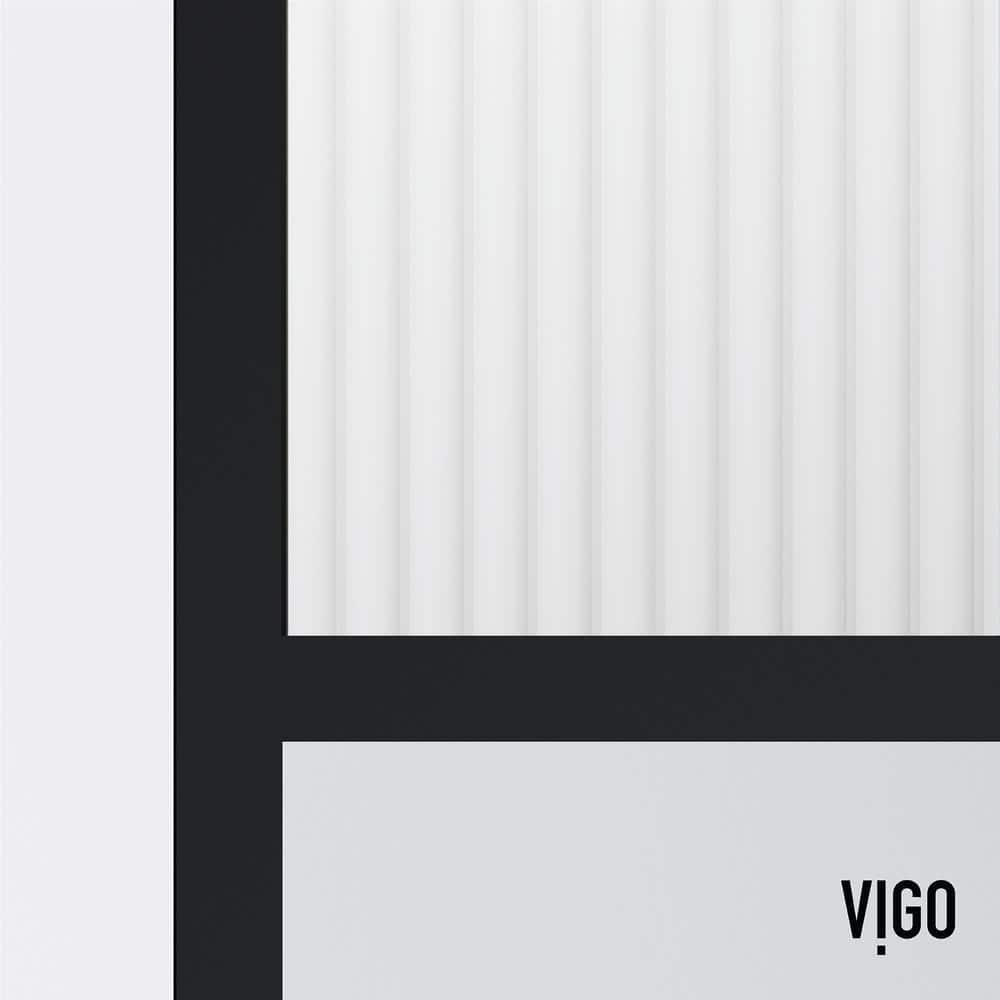 Essex Matte Black 34" x 74" Framed Fluted Glass Shower Screen