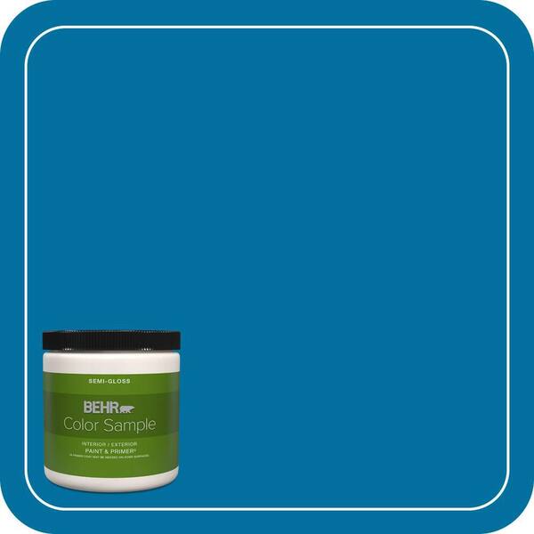 BEHR PREMIUM PLUS 8 oz. #550B-7 Blue Ocean Semi-Gloss Interior/Exterior Paint & Primer Color Sample
