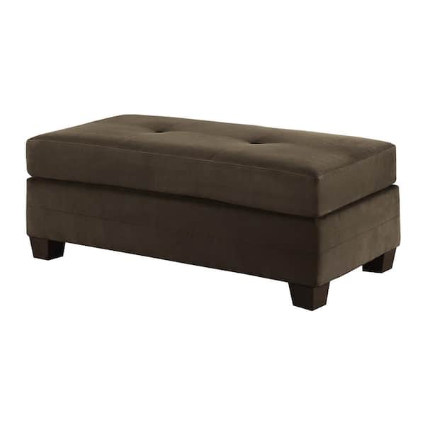 EVERGLADE HOME Charley Coffee Microfiber Fabric Upholstery Ottoman