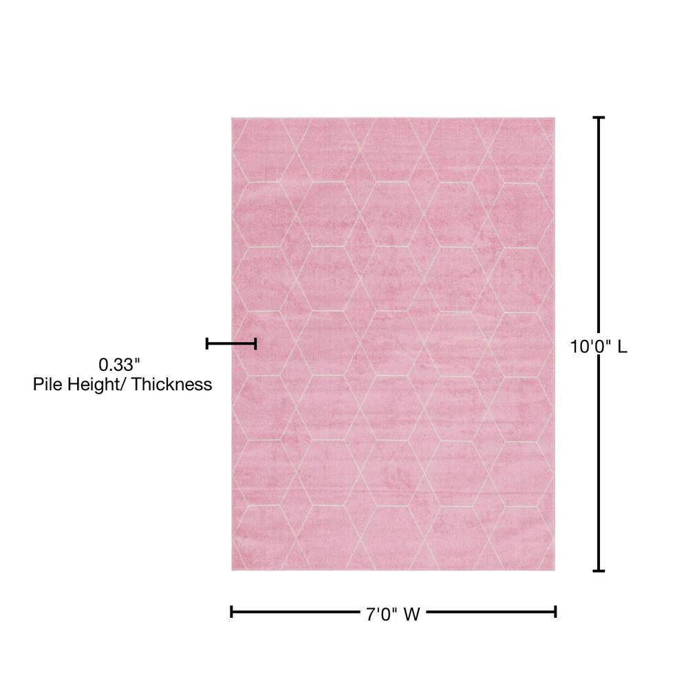 Light Pink Geometric Trellis Indoor Area Rug