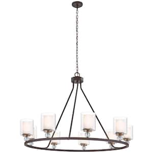 Studio 5 9-Light Painted Bronze with Natural Brushed Brass Chandelier