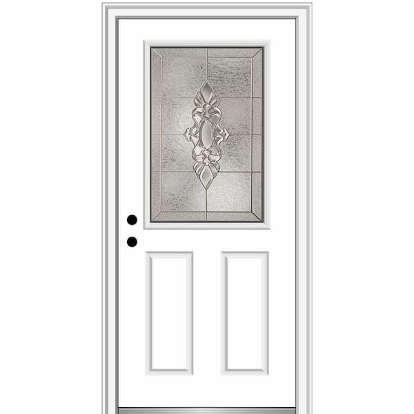 MMI Door 36 in. x 80 in. Heirlooms Right-Hand Inswing 1/2-Lite Decorative Painted Fiberglass Smooth Prehung Front Door