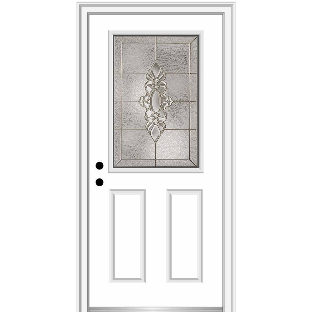 MMI Door 32 in. x 80 in. Heirlooms RightHand Inswing 1/2Lite Decorative 2Panel Painted Steel