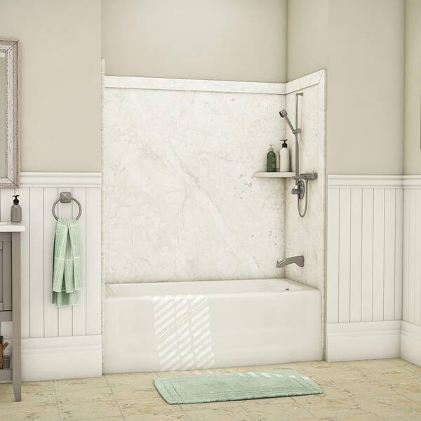 Flexstone Elite 32 In X 60 9 Piece Easy Up Adhesive Tub Surround Botticino Cream Tsk60326031bc The Home Depot 9 Piece Easy Up Adhesive Tub Surround, What Kind Of Adhesive For Tub Surround