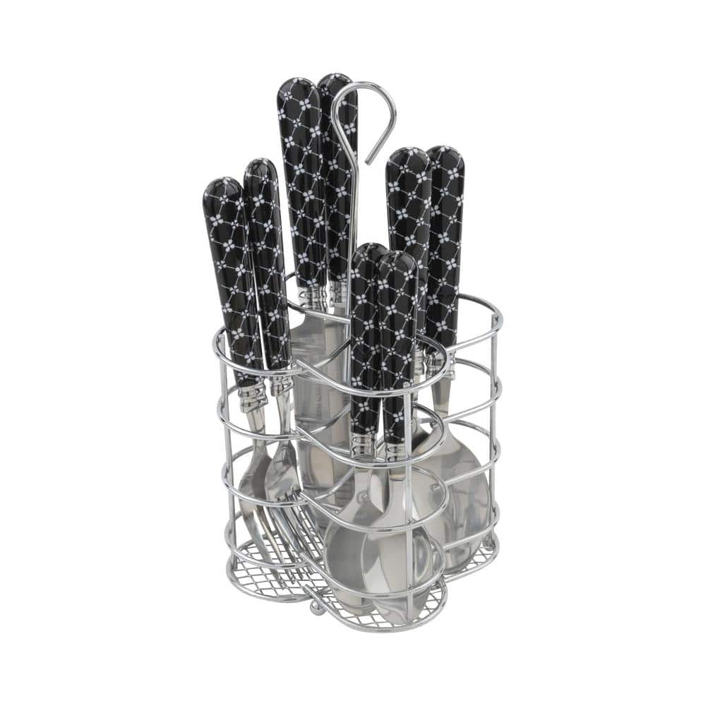 Abstract Butterfly Black and White Stainless Steel Flatware Set