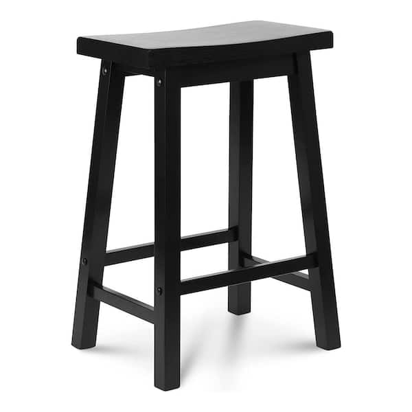 PJ wood 16.33 in. x 12.63 in. x 24.00 in. Black Wood Kitchen, Table, and Bar Counter Stool