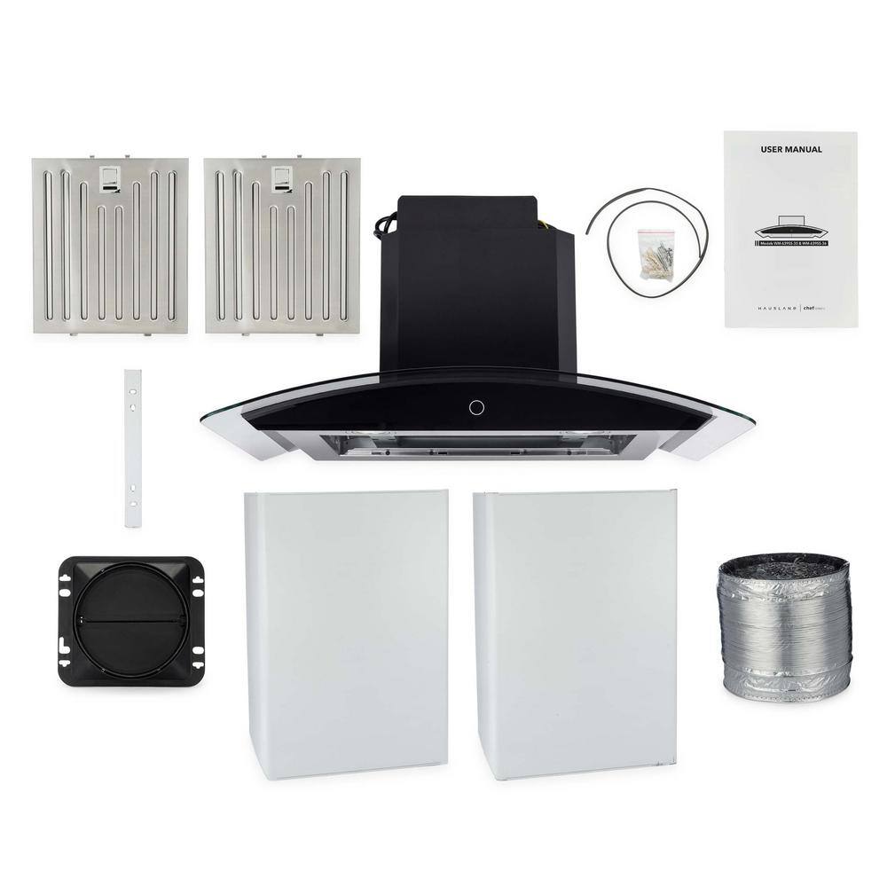 36" Stainless Steel Convertible Wall Mount Range Hood with Charcoal Filter