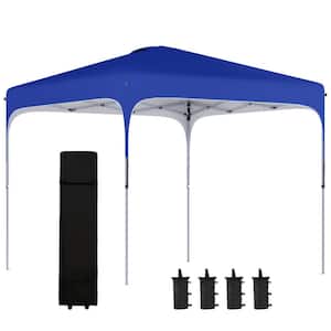 10 ft. x 10 ft. Pop Up Blue Canopy, Foldable Gazebo Tent with Carry Bag with Wheels and 4 Leg Weight Bags